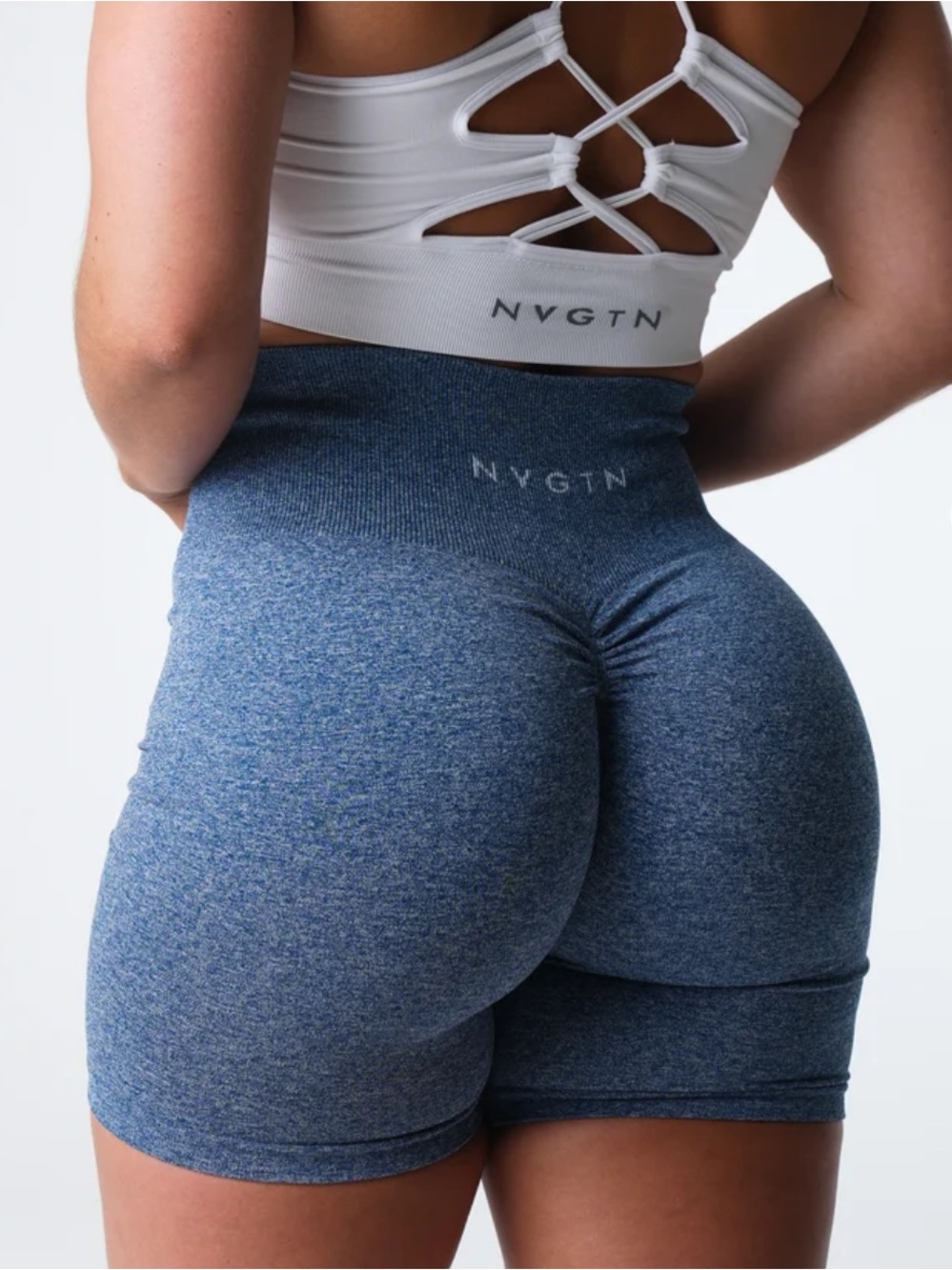 NVGTN Slate Blue scrunch seamless short